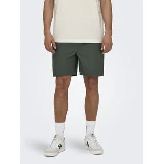 Only & Sons "ONSTEL LIFE 0119 SHORTS NOOS", Herren, Gr. XXL, N-Gr, grün (balsam grün), Web, Obermaterial: 100% Baumwolle, unifarben, Basic, regular fit ca. Mitte Oberschenkel, Hosen