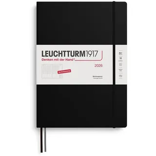 Leuchtturm1917 372571 Wochenplaner Master (A4+) 2026, 12 Monate, Schwarz, Deutsch
