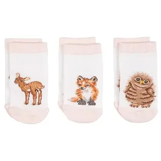 Wrendale - LTW-SOCK002 - Little Wren Baby Socken Set, 3 Paar, Fuchs, Eule, Kitz, waschbar, 6-12 Monate - 6-12 Monate