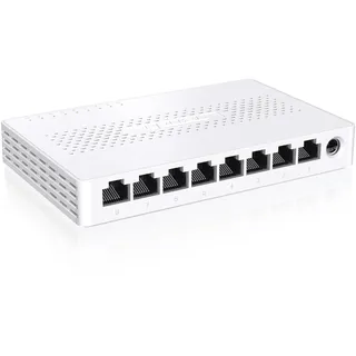Tenda SE108 2.5 Gbit Switch 8 Port, Unmanaged 2.5GB Netzwerk Switch LAN Splitter (Plug-and-Play Ethernet Switch, Lüfterlos, Desktop-/Wandmontage, Ideal für 2,5G NAS, Server, WiFi 6/7 AP, Gaming-PC)