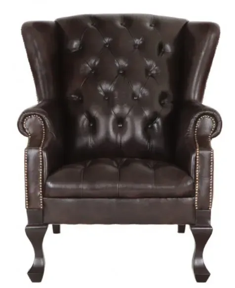 Sessel Chesterfield Chester aus echtem Rindsleder Braun