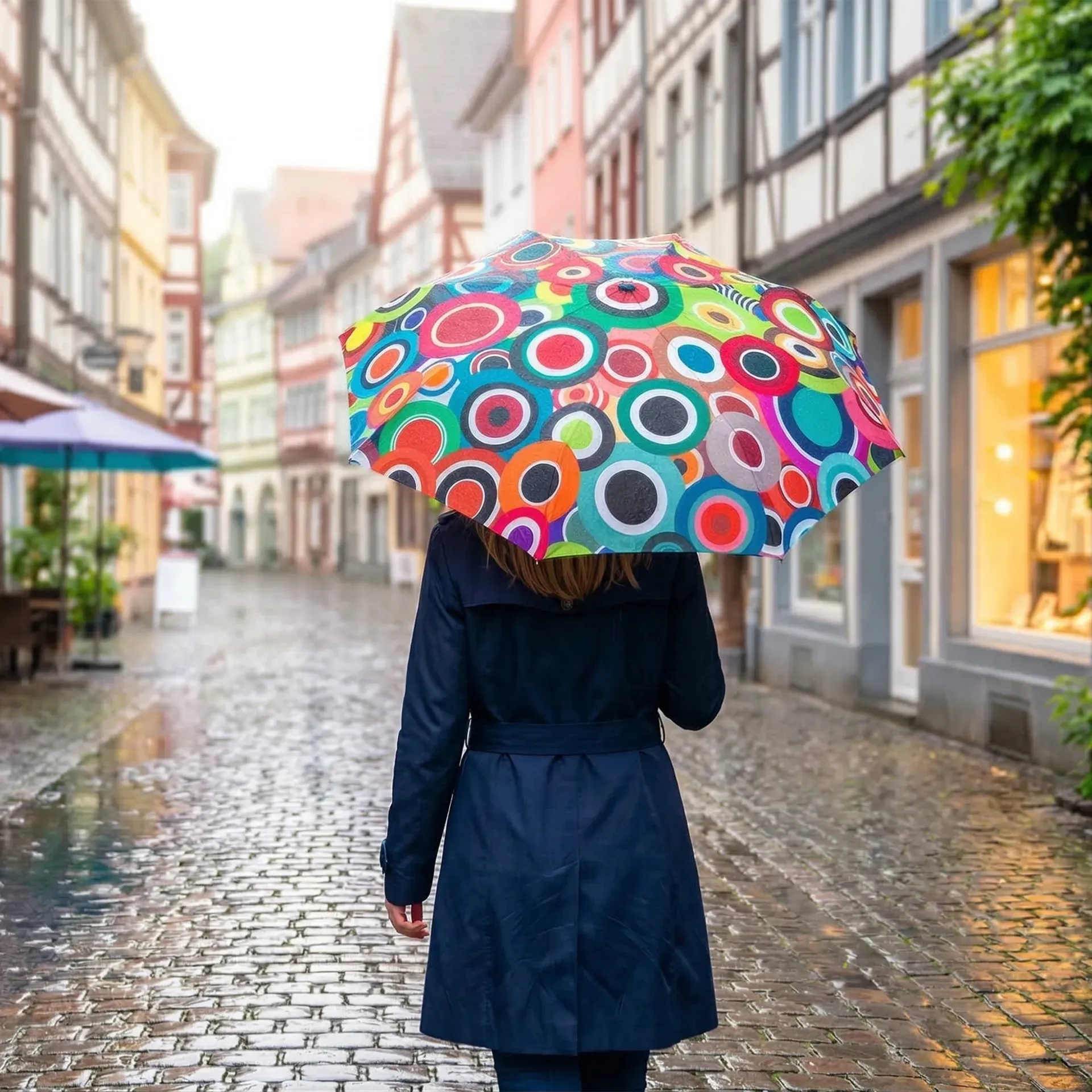 REMEMBER Taschen - Regenschirm "Rondo" - geöffnet L 58cm, Ø 100 cm - Bunter Regenschirm