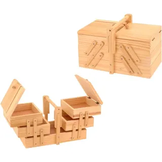 Holz Nähkästchen ausklappbar - Nähkasten Nähkiste Nähkorb Näh Box Aufbewahrung