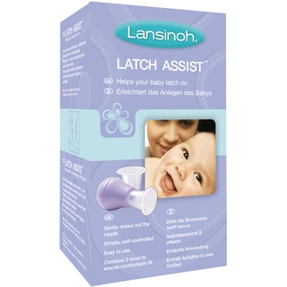 Lansinoh Latch Assist Nipple Everter with Case for Breastfeeding mums, offers temporary correction of flat or inverted nipples, 2 size cones within the pack and hygienic carry case