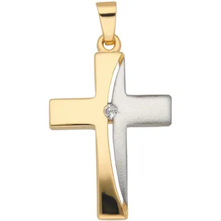 Kreuzanhänger ADELIA ́S "Damen & Herren 333 Gold Kreuz Anhänger mit Zirkonia", gold, Schmuckanhänger, Damen, Gold, mit Zirkonia für Damen & Herren