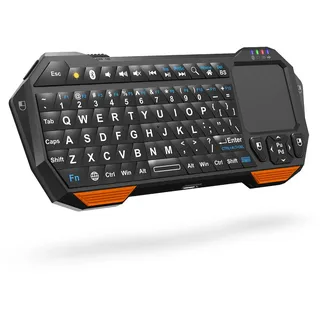 Fosmon - Mini Tastatur Bluetooth (QWERTY) - Kabellos, Mini Tastatur mit Touchpad - Kompatibel mit Ipad, Apple TV, Amazon Fire Stick, PS4, PS4 Pro, PS5, HTPC/IPTV, VR-Brille, Smartphones