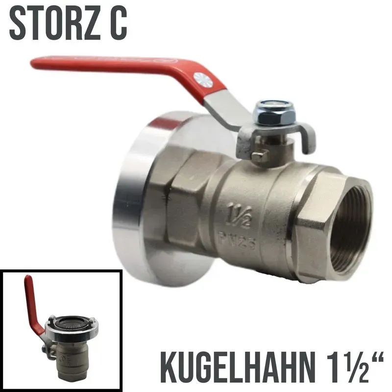 STORZ C DN 52 KA 66 Übergangsstück Adapter -> Kugelhahn IG 1 1/2 Zoll Messing P..."