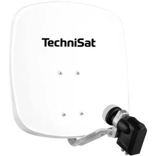 TechniSat DIGIDISH 45 – Satelliten-Schüssel für 4 Teilnehmer (45 cm kleine Sat Anlage - Komplettset mit Wandhalterung, Quattro-Switch-LNB und An-Rohr-Fitting) weiß