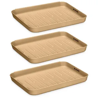 Navaris Schuhabtropfschale Schuhmatte Ablage klein - Schuhablage 35x27x2,5cm mit erhöhtem Rand - Abtropfschale Bronze für Schuhe Regen Herbst Winter