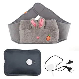 SKIKHN Wärmflasche, Elektrische Wärmeflasche mit Weichem Bezug und Taillen-Bezug, Wärmflasche mit Bezug, Wiederaufladbare Elektrische Wärmflasche, Wärmeflaschen-gürtel für Zuhause, Büro