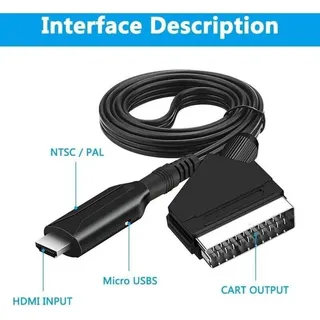 XVX - Scart-zu-HDMI-Konverter, Scart-HDMI-Kabel, Scart-zu-HDMI-Adapter, Scart zu hdmi mit Scart-Eingangskabel und HDMI-Ausgangsanschluss, für