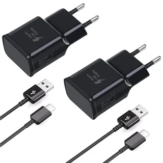 (2er Pack) USB Ladegerät mit 1,5m Ladekabel USB C Für Samsung Galaxy A17 A16 A15 A14 A13 A05s A04s A57 A56 A55 A54 A53 A37 A36 A35 A34 A33 S8 S8+ S9 Plus S10e, Schnellladegerät Schnellladekabel USB C