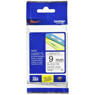 Brother TZE221 Original P-touch Schriftband TZe-221 9 mm, schwarz auf weiß (kompatibel u.a. mit Brother P-touch H100LB/R, -H105, -E100/VP, -D200/BW/VP, -D210/VP)