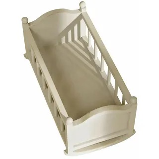 Loberon Puppenwiege Erilea, Klassisches Vintage-Design, Nostalgischer Look, Platz für Puppen, Stofftiere und mehr, Puppenuzbehör, Spielzeug, Kiefernholz, antikgrau