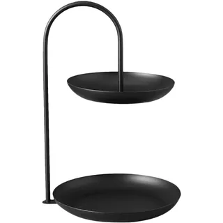 Ejoyous Obst Etagere 2 Etagen Metall Cupcake Ständer Runde Servierplatte Dekorative Tortenständer Obstkorb Etagere für Snacks, Nüsse, Süßigkeiten, Desserts (BLACK)