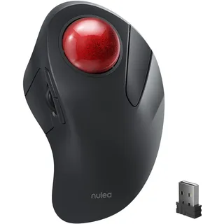 Nulea Kabellose Trackball-Maus, wiederaufladbares ergonomisches Design, Steuerung mit dem Zeigefinger mit 5 einstellbaren DPI, 3 Geräteverbindungen (Bluetooth oder USB)