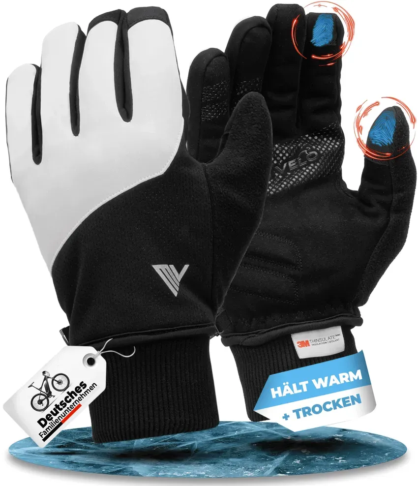 Fahrradhandschuhe Winter mit Thermo-Fleece „THERMO-FIT“ - Vollreflektierend - S - Bestseller,oft gekauft,Zubehör