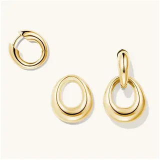 ROUGEMONT Paar Creolen Extravagante Damen Doppel Creolen Ohrringe wasserfest Hypoallergen, Wasserfest goldfarben