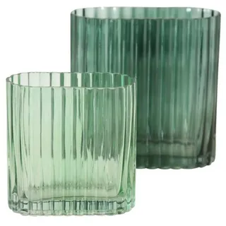 Boltze Vasen tulipa, grünes Glas, 2er-Set
