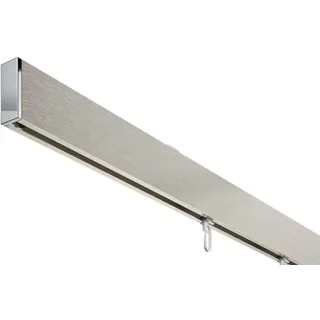 DécoProfi Gardinenstange Innenlauf 1-läufig Set rechteckig Above Silber Eloxiert/Verchromt I Länge: 120cm Aluminium für Deckenmontage I Als Gardinenschiene & Vorhangstange geeignet