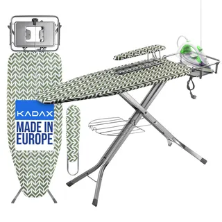 Kadax Bügelbrett mit Steckdose, 130x48cm Dampfbügelbrett Grün
