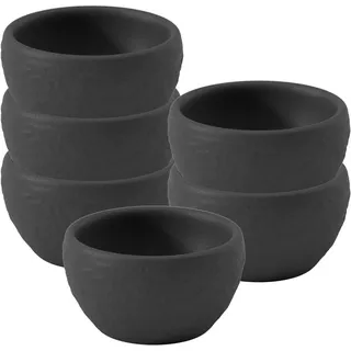 Villeroy & Boch - Manufacture Rock Eierbecher 6er Set Schwarz, Spülmaschinenfest, Matte Schieferoptik, Modernes Design, Als Shotglas/Schnapsglas Verwendbar, Premium Porzellan