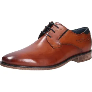 Bugatti Herren Business Halbschuh aus Leder, Nachhaltiger Derby im Used-Look, Cognac, 48