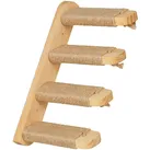 Katzentreppe, Wand, Katzenleiter 4 Stufen, HBT: ca. 29x34x22,5 cm, Zubehör für Kletterwand, Holz & Jute, Natur