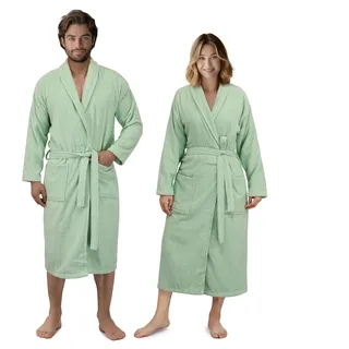 HOMELEVEL Bademantel Frottee Damen Herren - Extra saugfähig - 100% Baumwolle - Leichter Bademantel für u.a. Sauna - Kimono-Design - 2 Seitentaschen - Versch. Größen und Farben