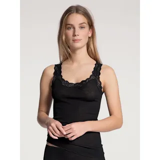 CALIDA Spitzentop Richesse Lace edler Spitzenbesatz, Feinripp-Qualität, wärmend schwarz S (40/42)