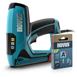 Novus Tools 031-0369 Elektrotacker Klammerntyp Typ 37, Typ 53 Klammernlänge 6 │ Nagelpistole, mit Schlagkraftregulierung, Distanzanschlag und Unterlademechanik │ 14mm