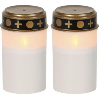 Star Trading LED Grablicht mit Timer | Grabkerzen mit Batterie | 2er Set | Weiß | Outdoor | Kerzen
