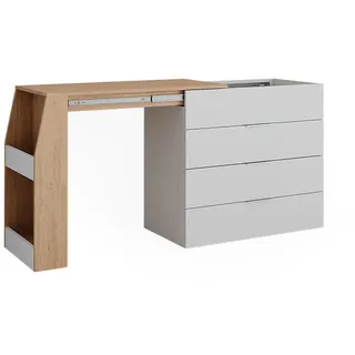 Vicco Basteltisch Iva, Weiß, 98,5 x 80 cm ausklappbar, 4 Schubladen,