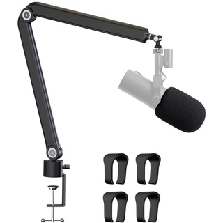 SM7B Mikrofonarm mit Popschutz - Mikrofon Arm Ständer Desktop kompatibel mit Shure SM7B, Beschwerter Metall Schwenkarmständer, Boom-Arm Tischhalterung mit 5 Einstellbaren Gelenken von YOUSHARES