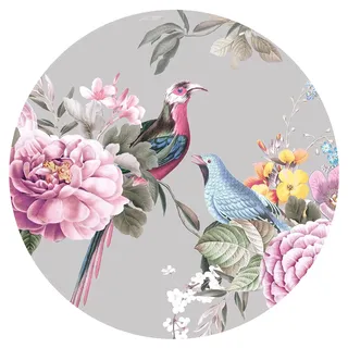 Grandora Wandtattoo Wandaufkleber Blumen Wandbild Schlafzimmer Wandsticker florales Design Wohnzimmer Wanddeko Flur Speisezimmer Tapete selbstklebend rund DL652-09