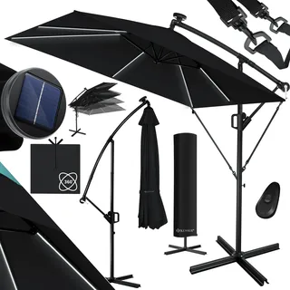 rechteckig Ø 350 cm mit LED Schwarz
