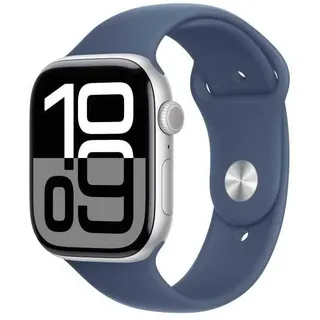 Apple Watch Series 10 GPS + Cellular 46 mm Aluminiumgehäuse silber, Sportarmband denim M/L