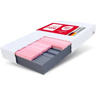 Fdm Matratze 100x200 cm Härtegrad H3 H4 Höhe 14 cm Kaltschaummatratze HR-Schaum Visco-Schaum 7 Komfortzonen mit Hypoallergenem Waschbarem Jersey Bezug Oeko-Tex Select