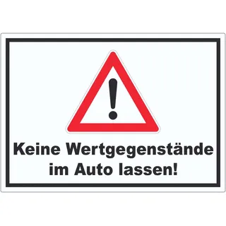 HB-Druck Aufkleber Keine Wertgegenstände im Auto lassen Aufkleber, wetterfest, UV-beständig, kratzfest