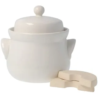 PureNature Rumtopf/Gärtopf mit Stein, cremefarben 1 Liter