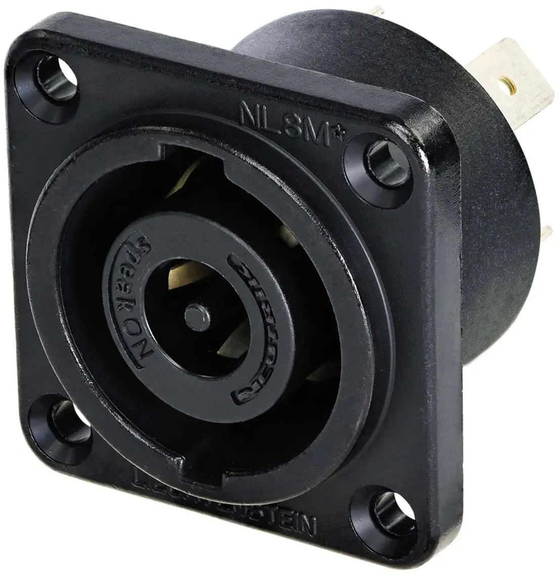 NEUTRIK® speakON®, IP52 , 8-pol , Metall-, Löttechnik-Einbaustecker, versilberte(r) Kontakt(e), Type G, schwarz