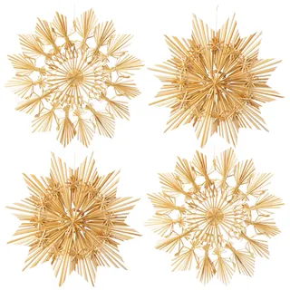 COM-FOUR® 4X Großes Strohstern-Set - XXL Fensterschmuck aus Stroh - Strohsterne in 2 Ausführungen - natürlicher Christbaum-Schmuck - 26cm/28cm