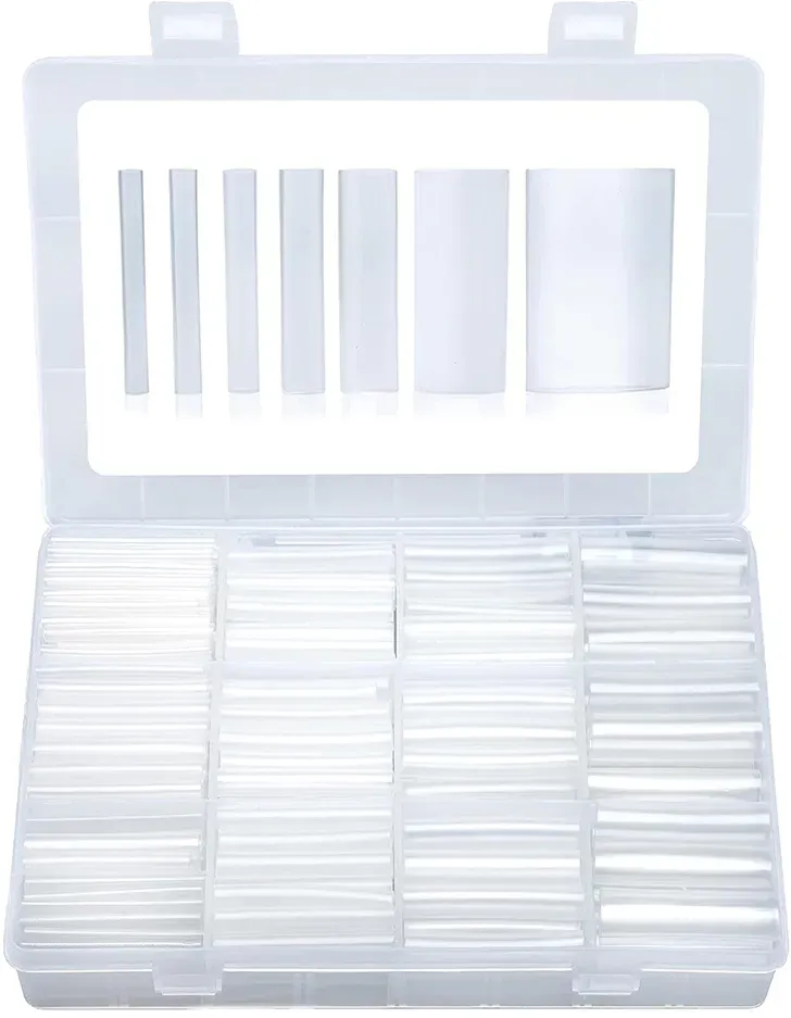 Schrumpfschlauch Sortiment Transparent 3:1 Ratio mit Kleber Doppelwandig 275 Stück 45mm Länge Verschiedene Durchmesser