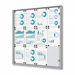 Showdown® Displays Schaukasten Economy XS B1 silber 12x DIN A4