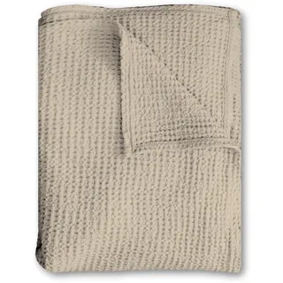 None Baumwoll Waffelpiqué Kuscheldecke 150 x 200 cm Beige