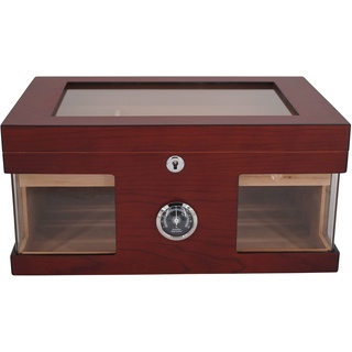 GERMANUS Humidor Truhe mit Sichtfenster Braun