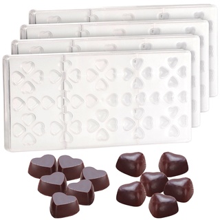 4er-Set 3D Schokoladen-Gussformen-Set Herzen