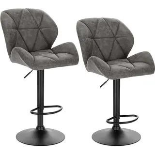 Woltu 2er-Set Barhocker höhenverstellbar, drehbar, Kunstleder Stahl, Grau - Grau