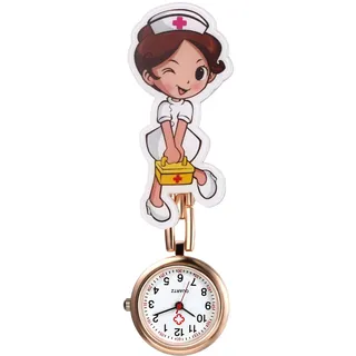 Lancardo Krankenschwesteruhr Set mit Clip Damen Herren Analog Quarz Schwesteruhren für Doktor Pfleger Krankenschwester, Rosegold