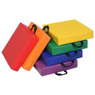 Costway - 6er Set Kinder Stuhlkissen mit Griff, Bodenkissen mit Reissverschluss, Sitzkissen Mehrfarbig, Sitzerhoehung Hauptkissen fuer Kinderzimmer